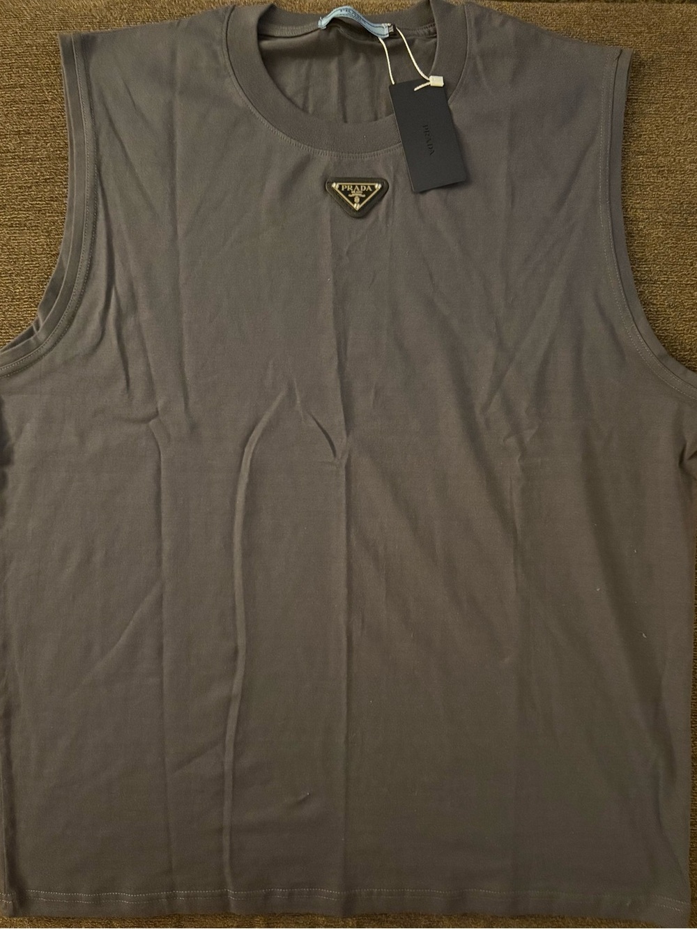 Prada triangle-logo cotton tank top L